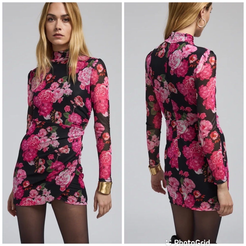 Generation Love Talulla Floral Mesh Mini Dress Black Floral Fantasy New With Tag
